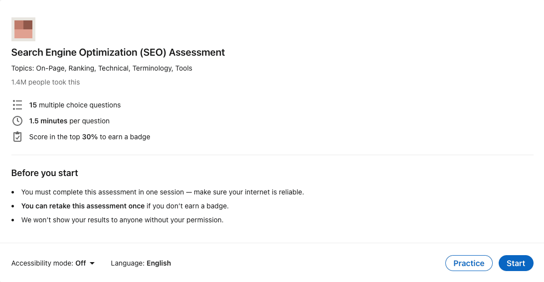 linkedin SEO assessment