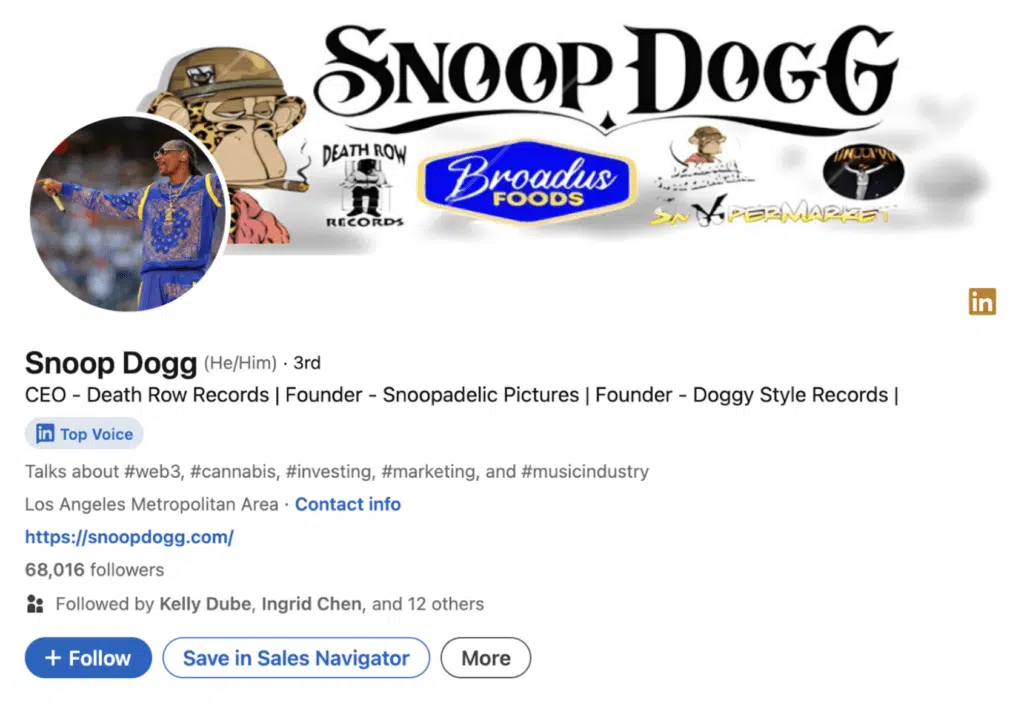 Snoop Dogg LinkedIn Banner