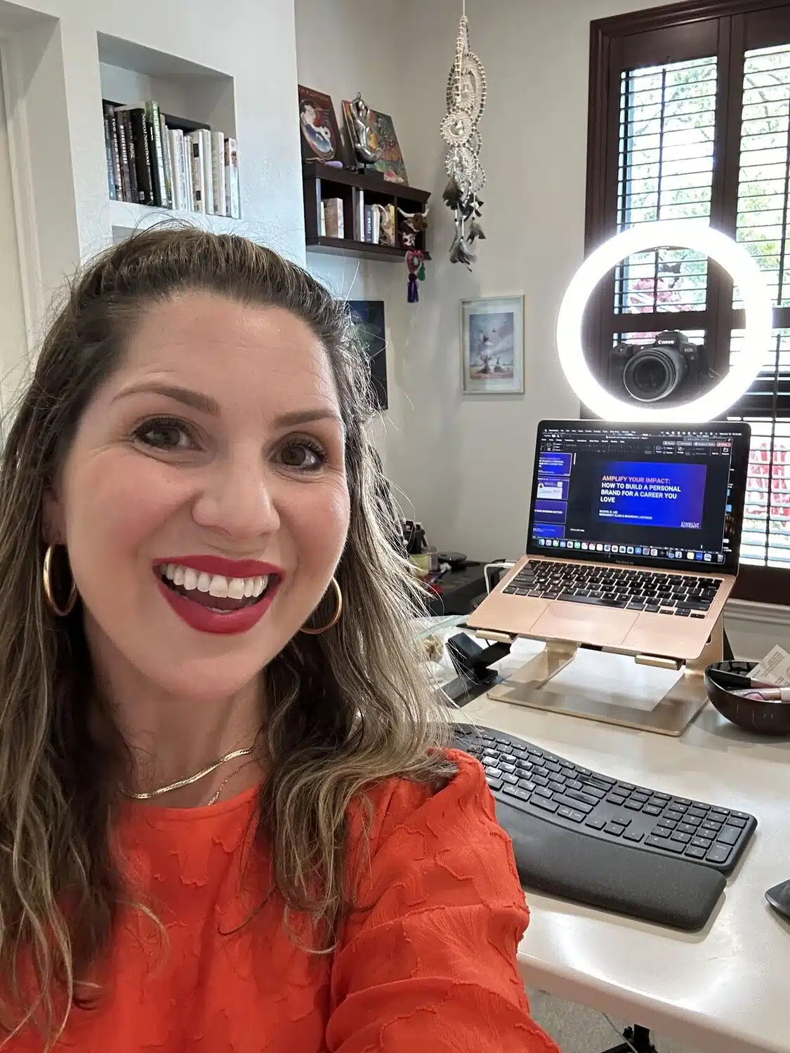 Rachel in her home office