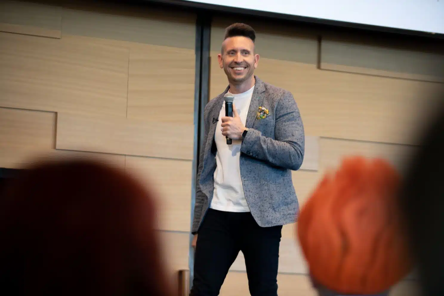 Josh speaking in TX at Social Media Week circa 2020